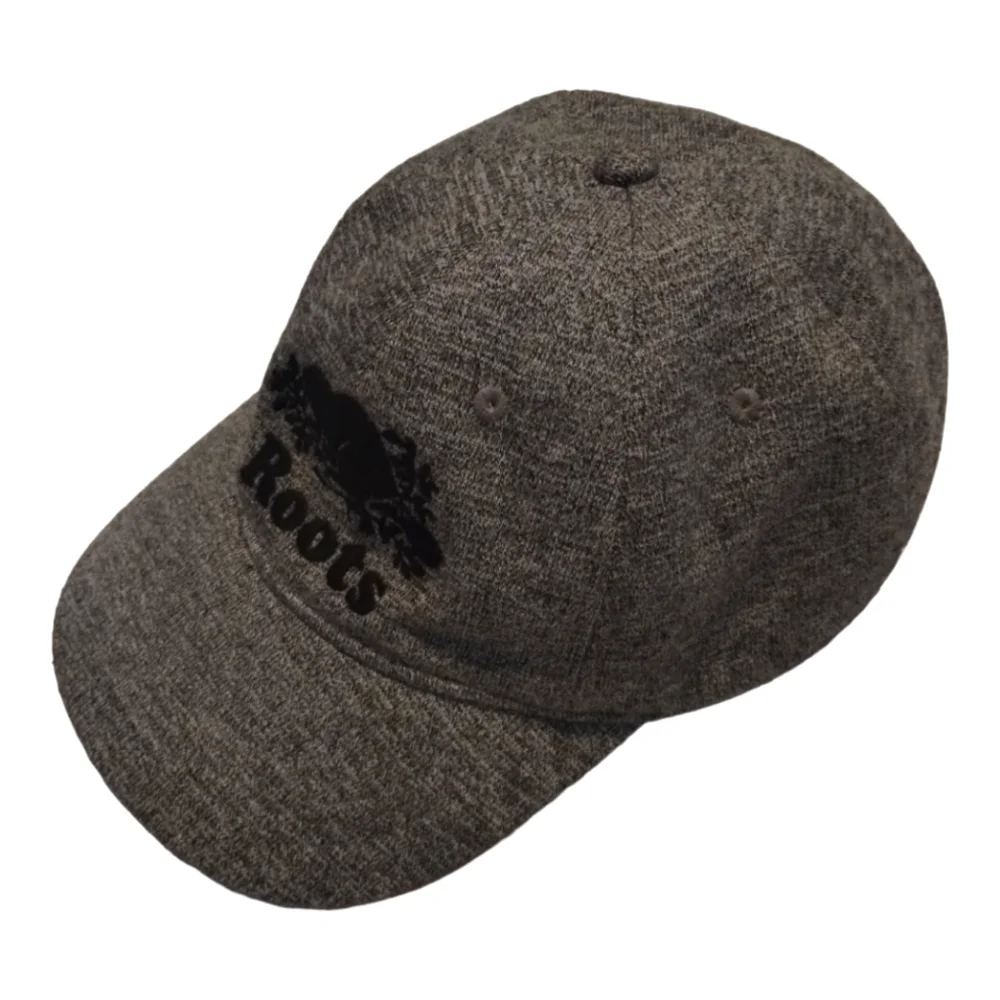 Roots Kids Adjustable Hat Baseball Cap Printed Logo Beaver Black Grey Youth‎ S/M